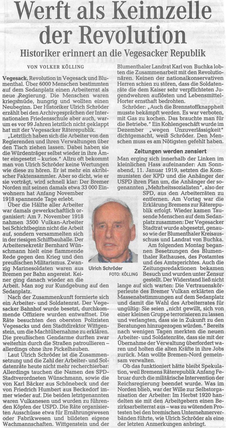 Bericht der Norddeutschen vom 11.11.2017