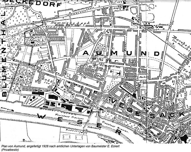 Alter Ortsplan von Aumund